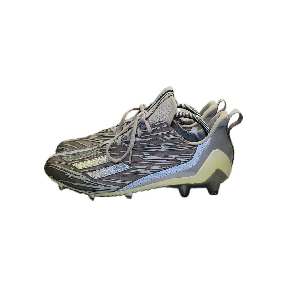 Adidas Size 12 Adizero Silver Metallic Grey Football Cleats GX5414 Mens Za2